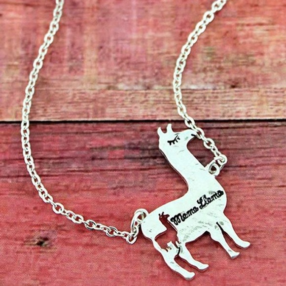Project Halo Jewelry - Silver Toned Necklace Mama Llama Hammered